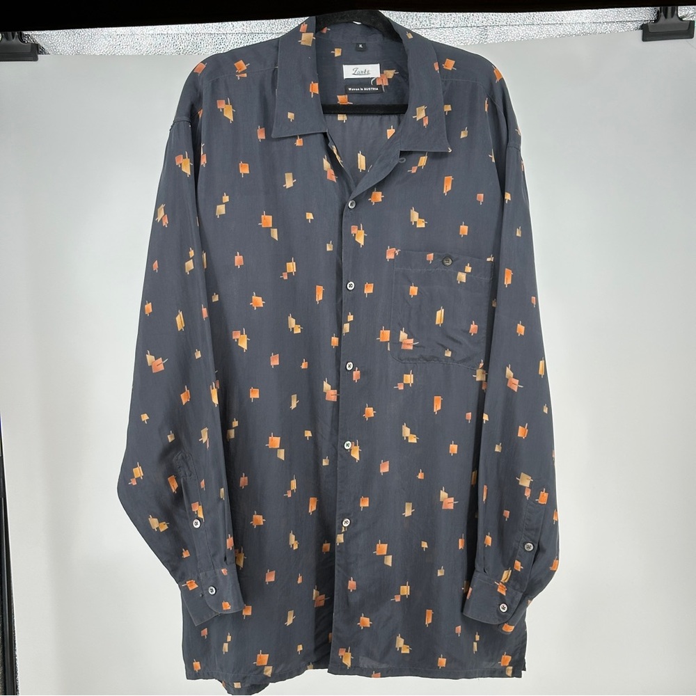 Men's Retro Black Patterned Shirt Vintage Bowling‎